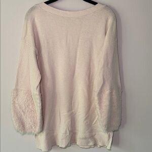 Anthropologie Cream Textured Sleeve Sweater